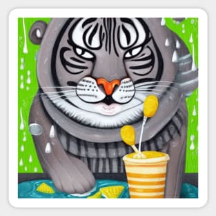 happy tiger love ice cream Sticker